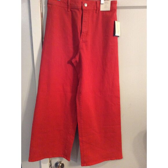 New NWT Sailor Wide Leg Red High Rise Jeans Size 10 Stretch - Picture 2 of 8